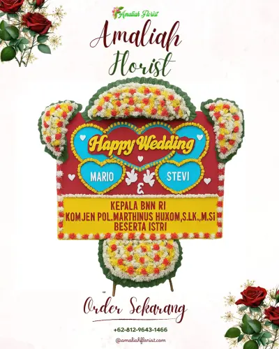 Karangan Papan Bunga Pernikahan di Tualang
